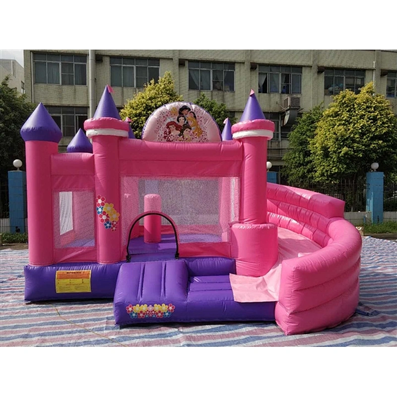 pink Cinderella princess bouncer with slide jumping castle&Inflatable Combo-4x3x3.8M