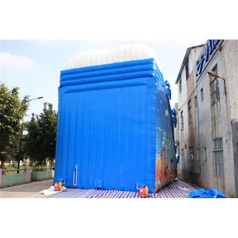 blue whit two slides Inflatable Slide-10x6x8M