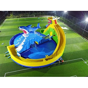 shark inflatable water slide with pool-23.5x21.5M
