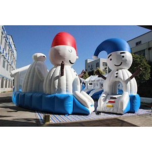 winter world with snowman and polar bear