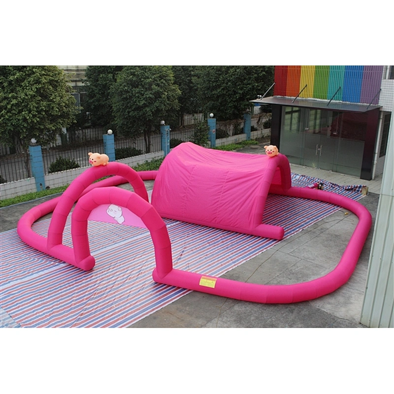 inflatable pink pig racing track-12x9x3.1m