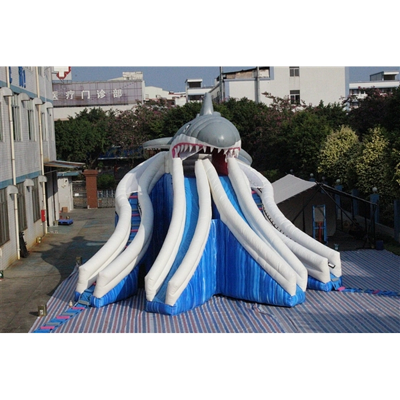 Water ripple giant fierce shark showing teeth Inflatable Slide