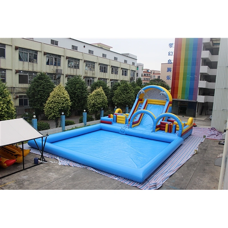 inflatable slide with pool-pool 12x12x1m+slides 12x6x6.5m