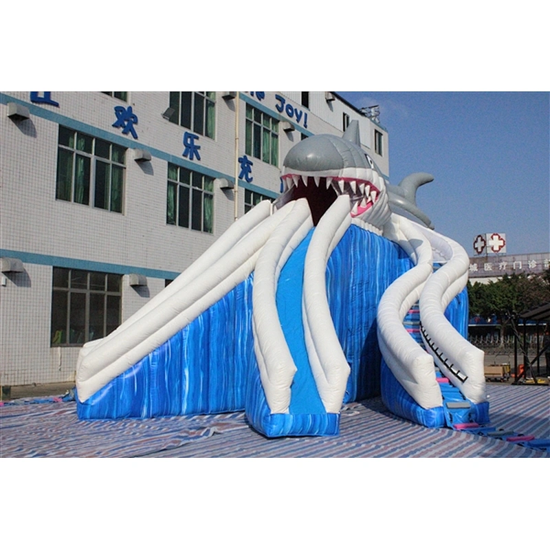Water ripple giant fierce shark showing teeth Inflatable Slide