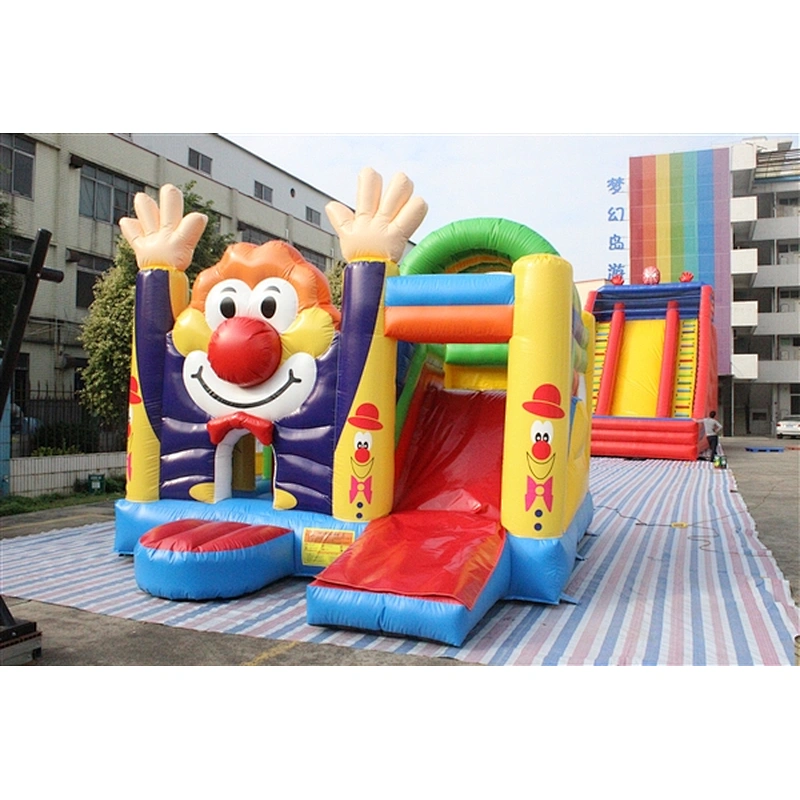 waving smiling clown bouncer with slide jumping castle&Inflatable Combo-5x4x3.5m