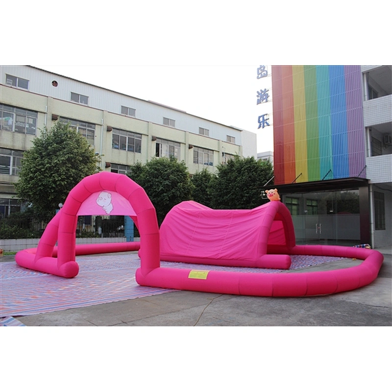 inflatable pink pig racing track-12x9x3.1m