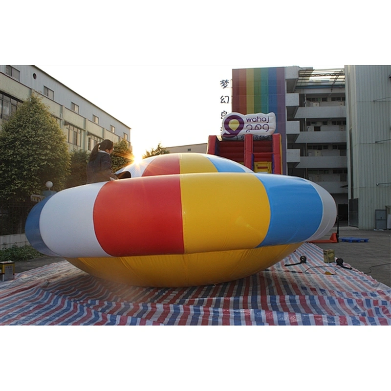 High Quality Giant Blue Inflatable Saturn Spinning Top Toy Water Sports Equipment-6M