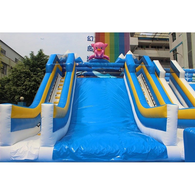inflatable fence-15x13.5m + penguin water silde-8x5.5x5.4m+ octopus water slide-8x7x7.3m
