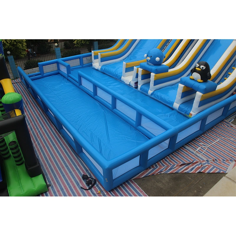 inflatable fence-15x13.5m + penguin water silde-8x5.5x5.4m+ octopus water slide-8x7x7.3m