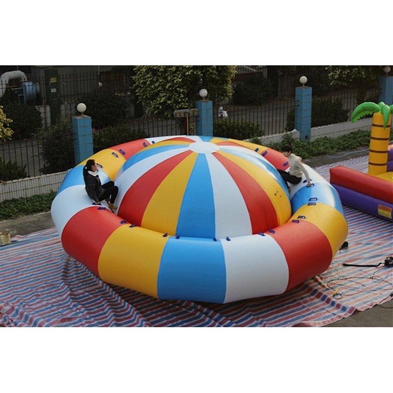 High Quality Giant Blue Inflatable Saturn Spinning Top Toy Water Sports Equipment-6M
