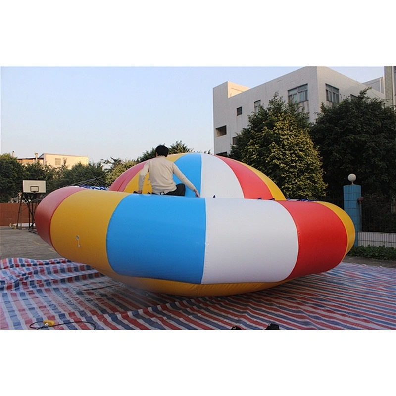 High Quality Giant Blue Inflatable Saturn Spinning Top Toy Water Sports Equipment-6M