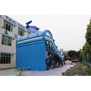 inflatable cute shark water slide-10x8x8m