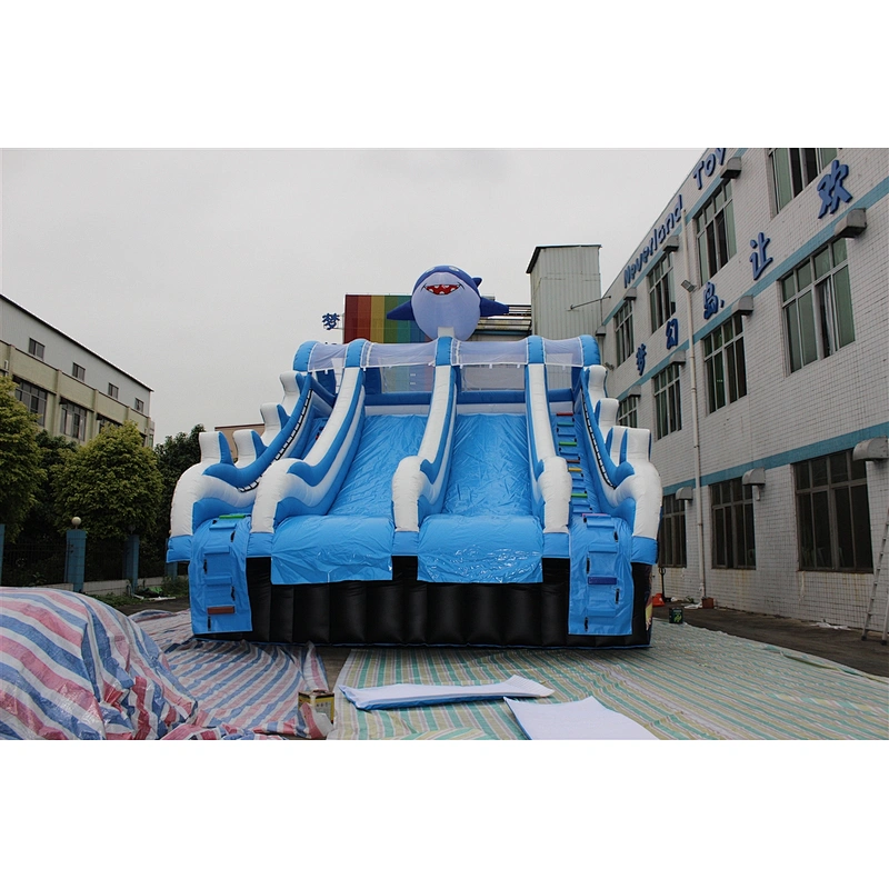 inflatable cute shark water slide-10x8x8m