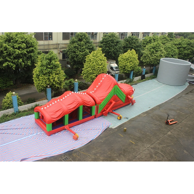 inflatable dinosaur obstacle course-13.5x3x4.3m