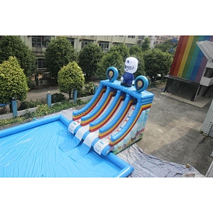 Inflatable superman slide with pool