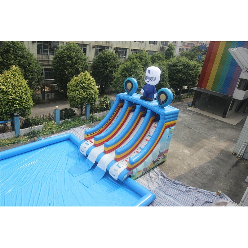 Inflatable superman slide with pool