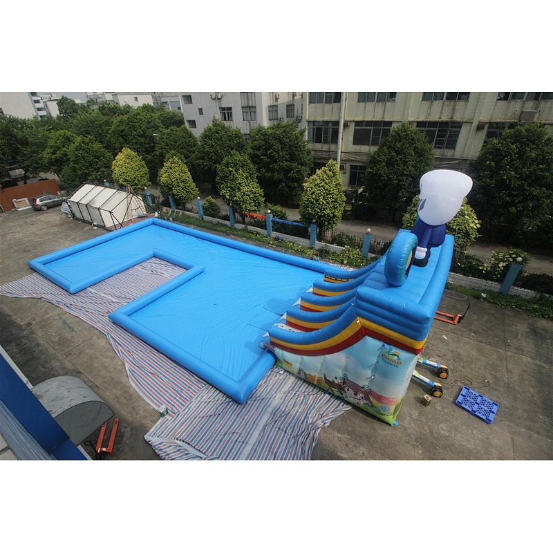 Inflatable superman slide with pool