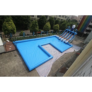 Inflatable superman slide with pool