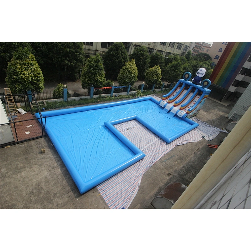 Inflatable superman slide with pool