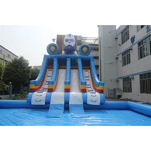 Inflatable superman slide with pool