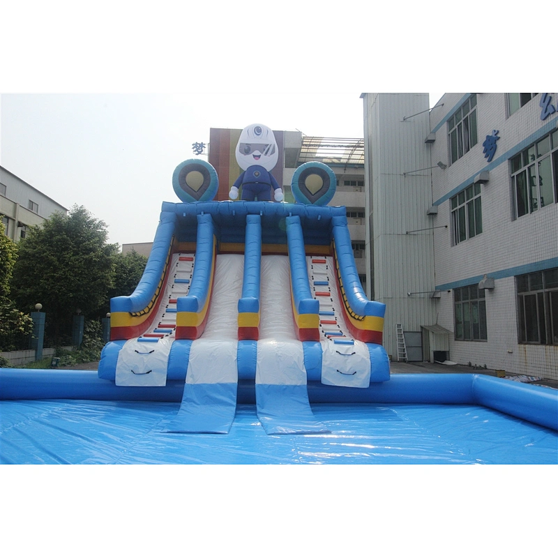Inflatable superman slide with pool