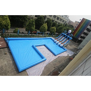 Inflatable superman slide with pool