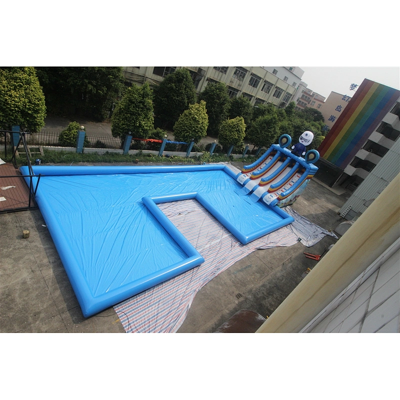 Inflatable superman slide with pool