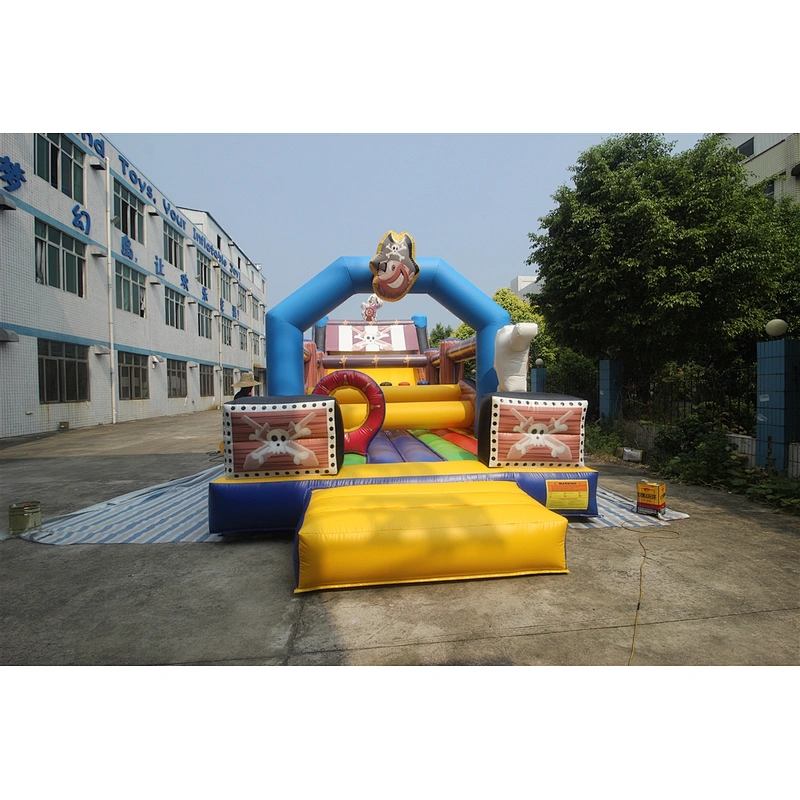Inflatable pirate theme obstacle course-15x3.8x4