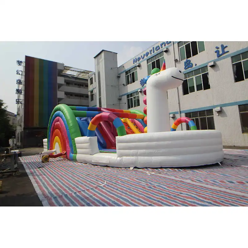 inflatable unicorn rainbom theme obstacke course-15x8x6m