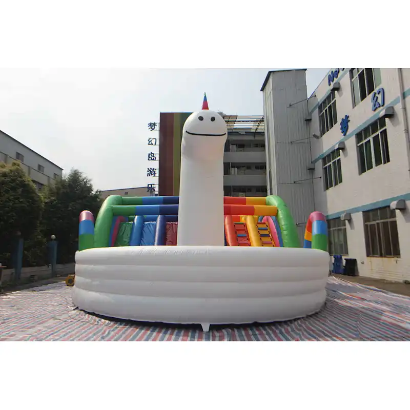 inflatable unicorn rainbom theme obstacke course-15x8x6m