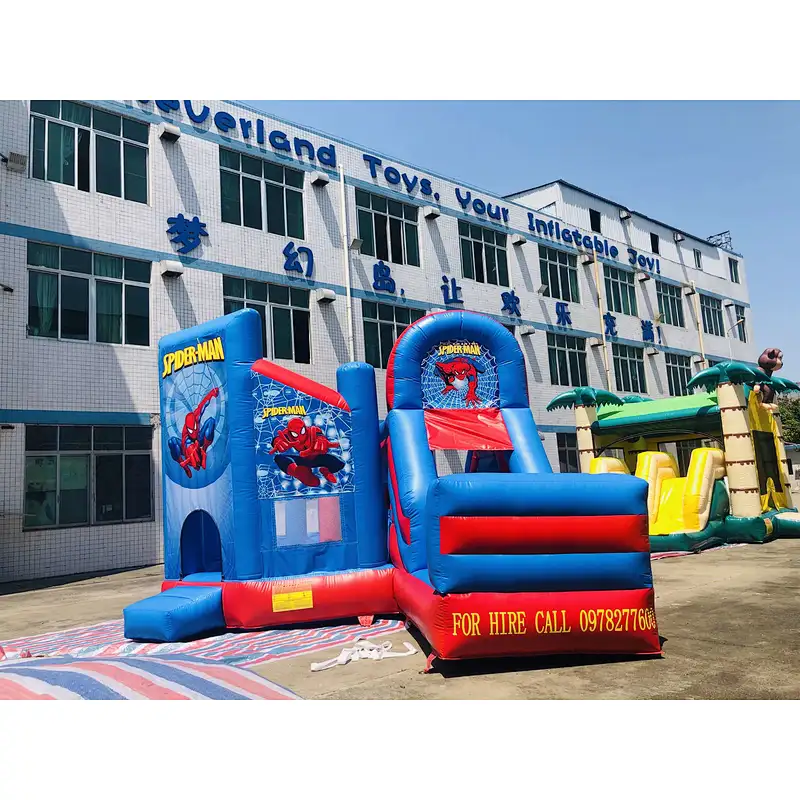 inflatable spiderman bouncer with slide-6x4.5x4m