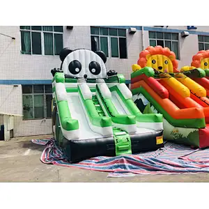 Inflatable customized panda,lion, candy theme water slide