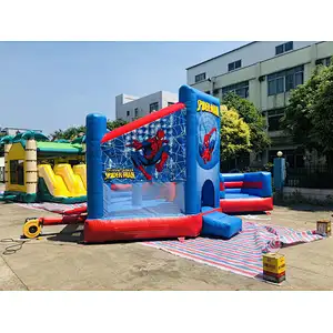 inflatable spiderman bouncer with slide-6x4.5x4m