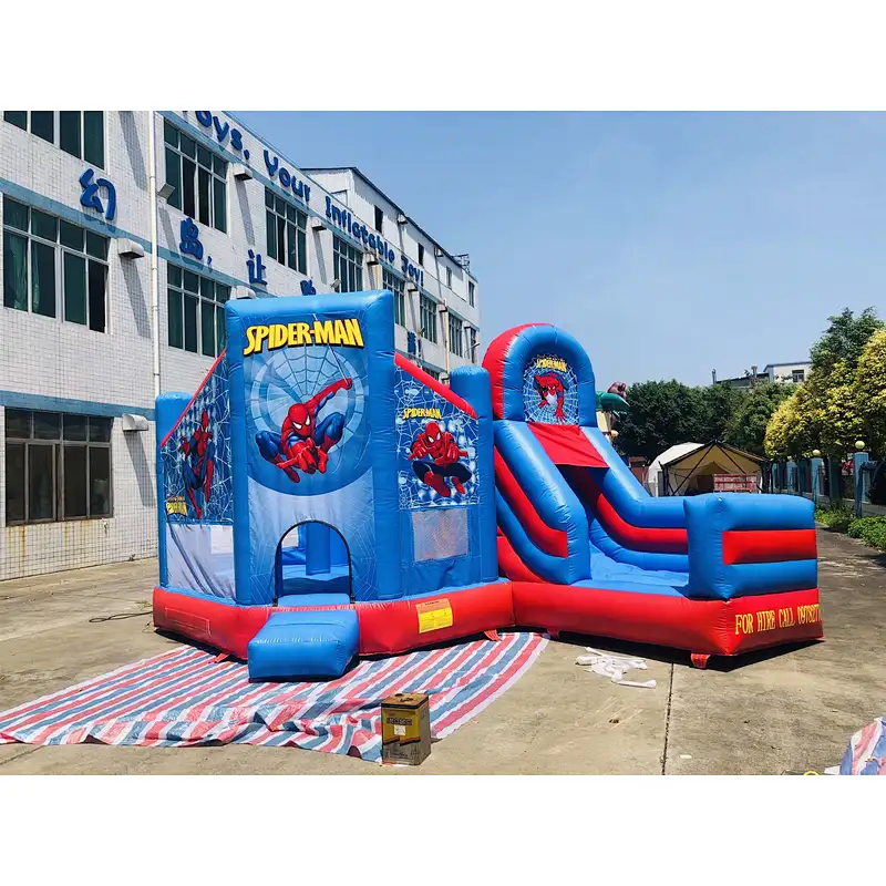 inflatable spiderman bouncer with slide-6x4.5x4m