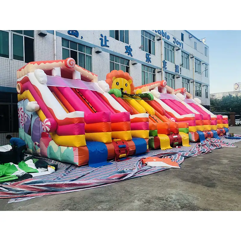 Inflatable customized panda,lion, candy theme water slide
