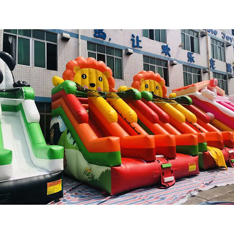 Inflatable customized panda,lion, candy theme water slide