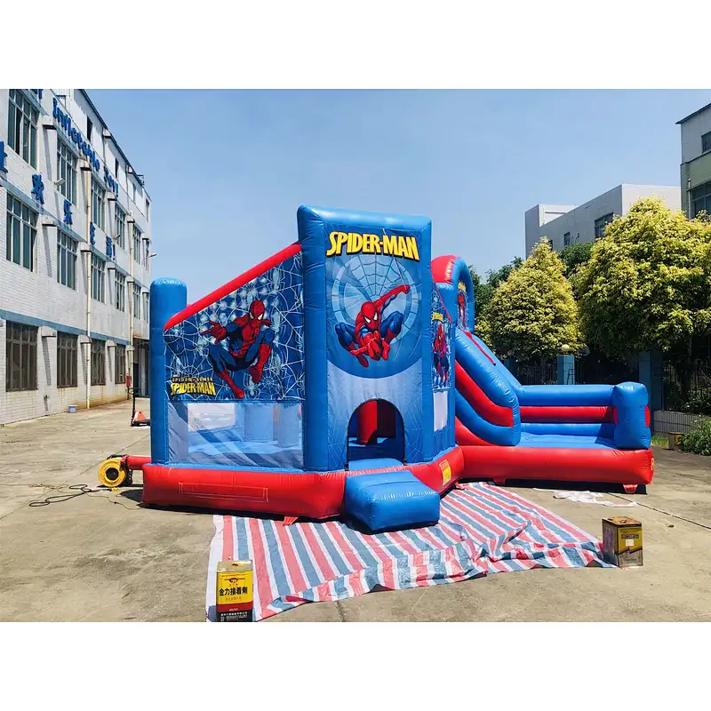 inflatable spiderman bouncer with slide-6x4.5x4m
