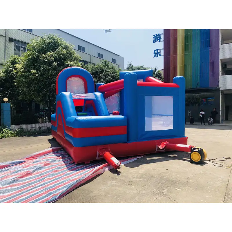 inflatable spiderman bouncer with slide-6x4.5x4m