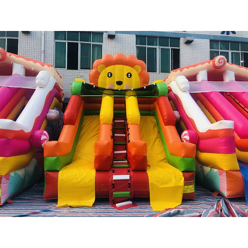 Inflatable customized panda,lion, candy theme water slide