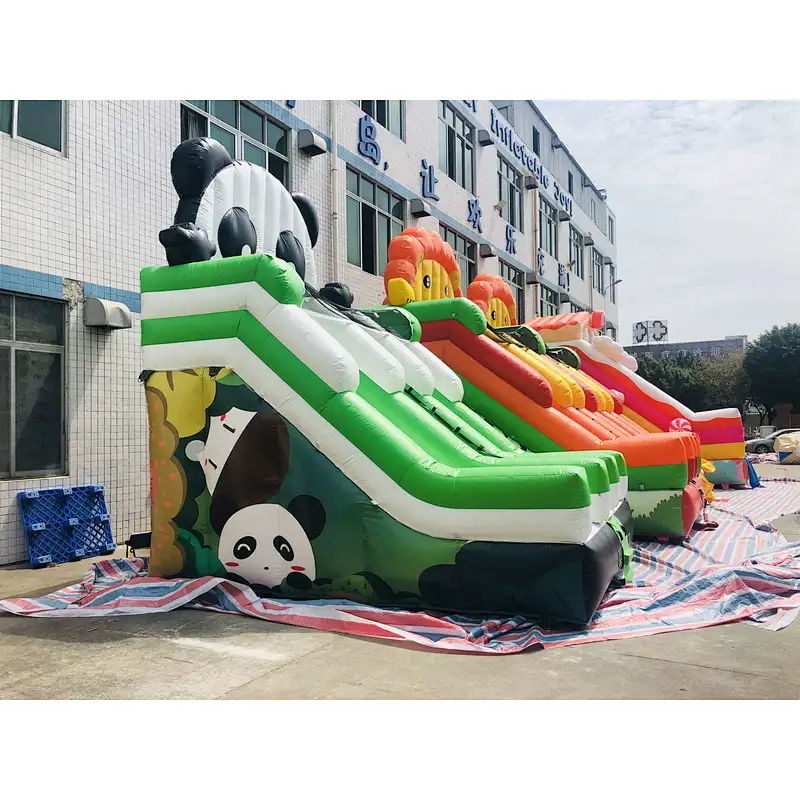 Inflatable customized panda,lion, candy theme water slide