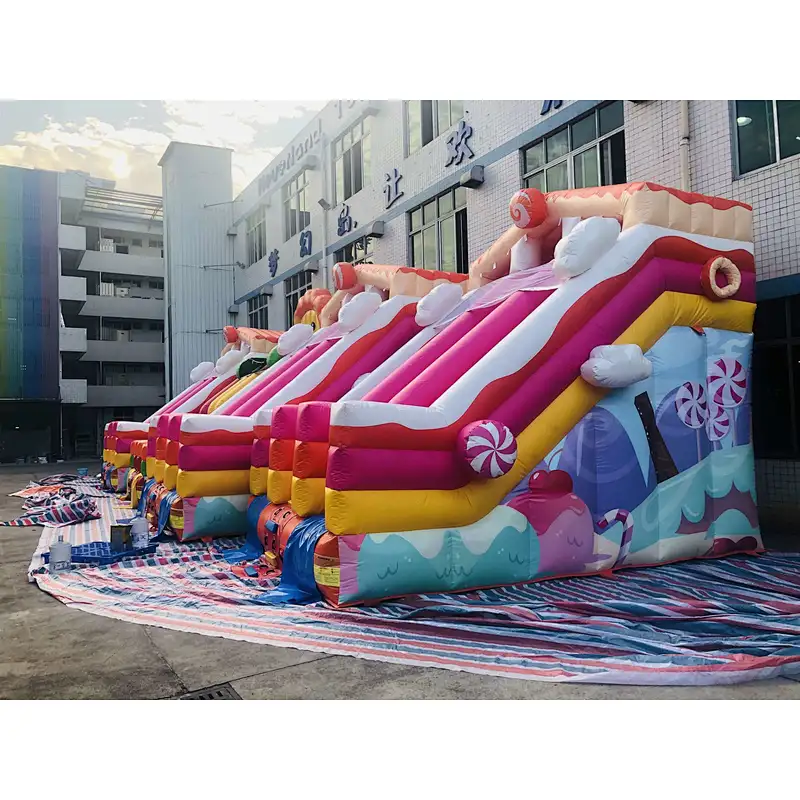 Inflatable customized panda,lion, candy theme water slide