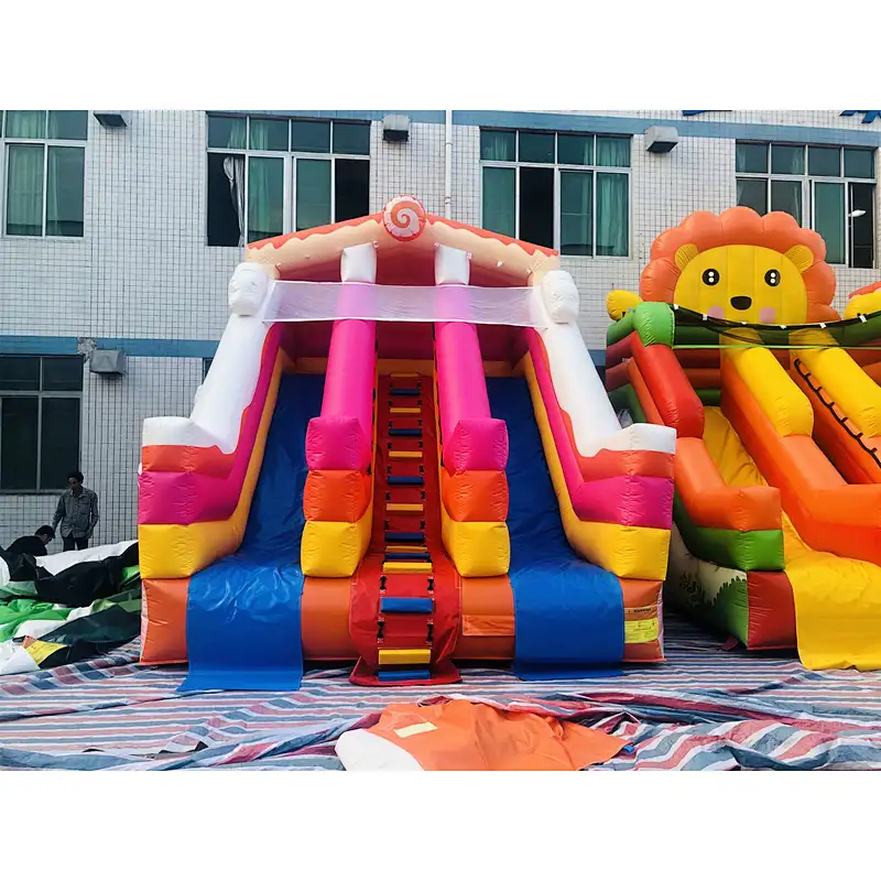 Inflatable customized panda,lion, candy theme water slide