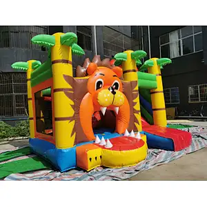 Inflatable mini lion bouncer with slide