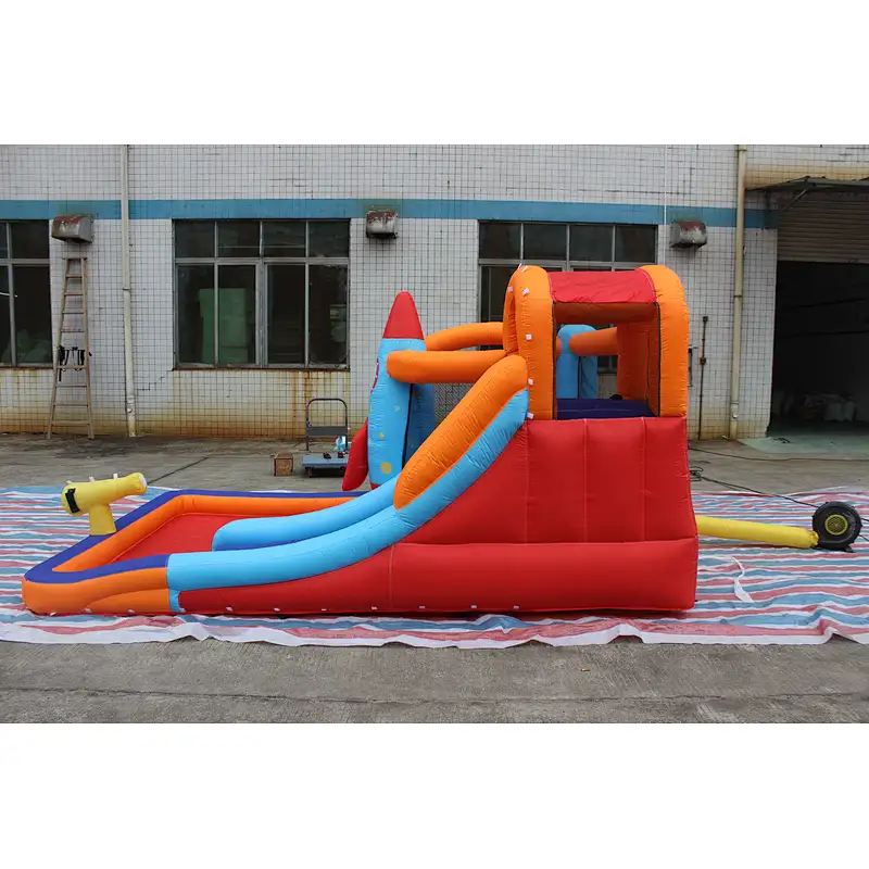 inflatable oxford cloth rocket theme bouncer with slide-370x260x185cm