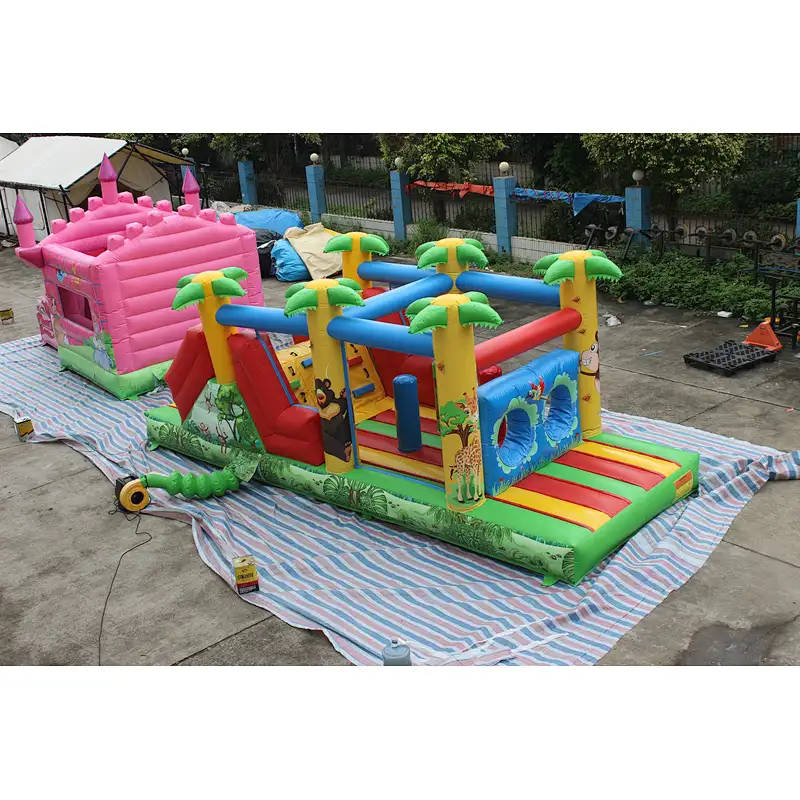 Inflatable zoo theme obstacle course-8x3x3m