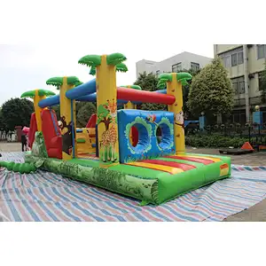 Inflatable zoo theme obstacle course-8x3x3m