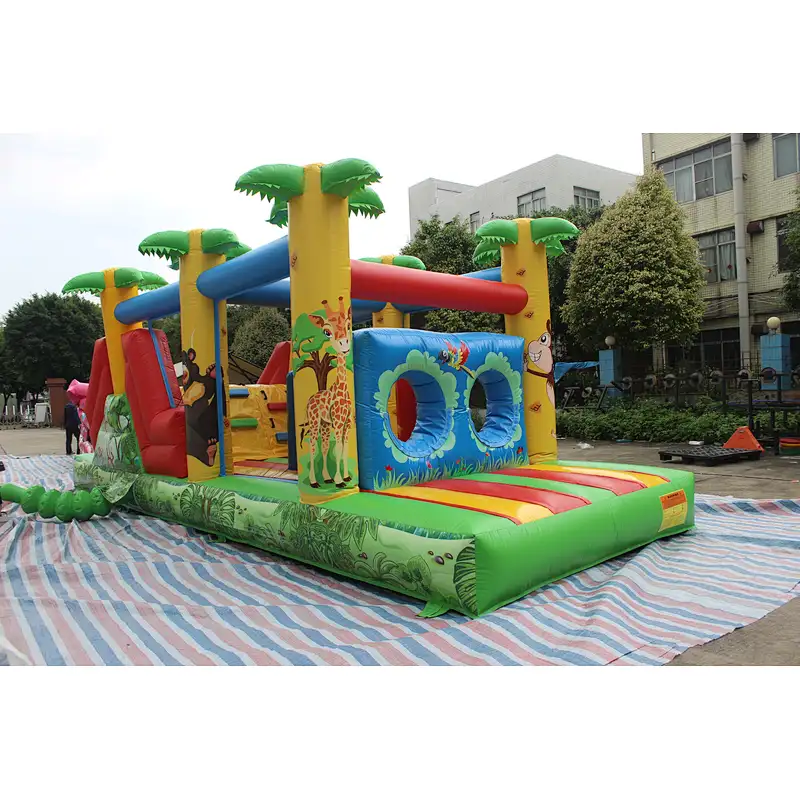 Inflatable zoo theme obstacle course-8x3x3m