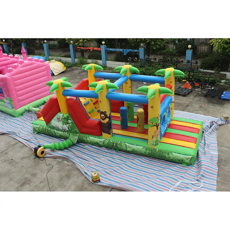 Inflatable zoo theme obstacle course-8x3x3m