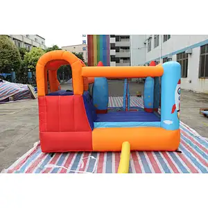 inflatable oxford cloth rocket theme bouncer with slide-370x260x185cm