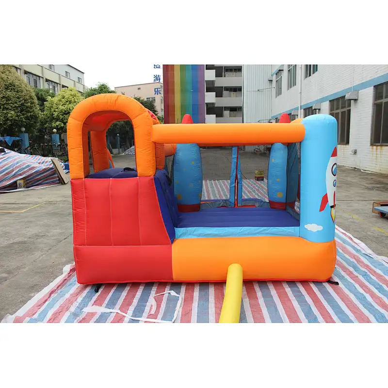 inflatable oxford cloth rocket theme bouncer with slide-370x260x185cm
